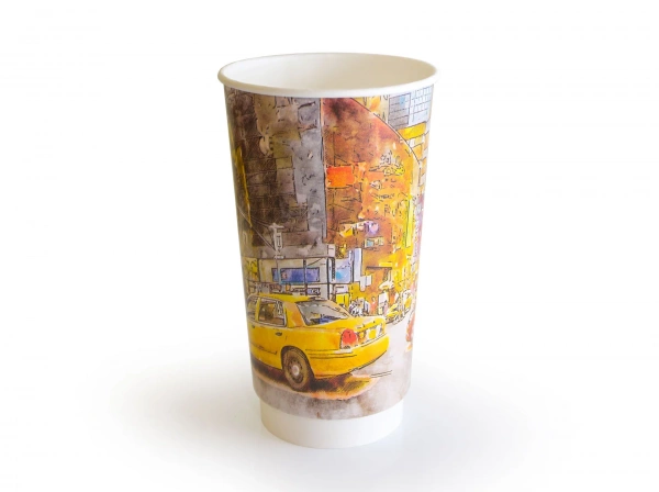Двухслойный бумажный стакан "Big City Life" с технологией ThermoCup 500 мл для кофейных напитков, коктейлей 90*62*157 мм